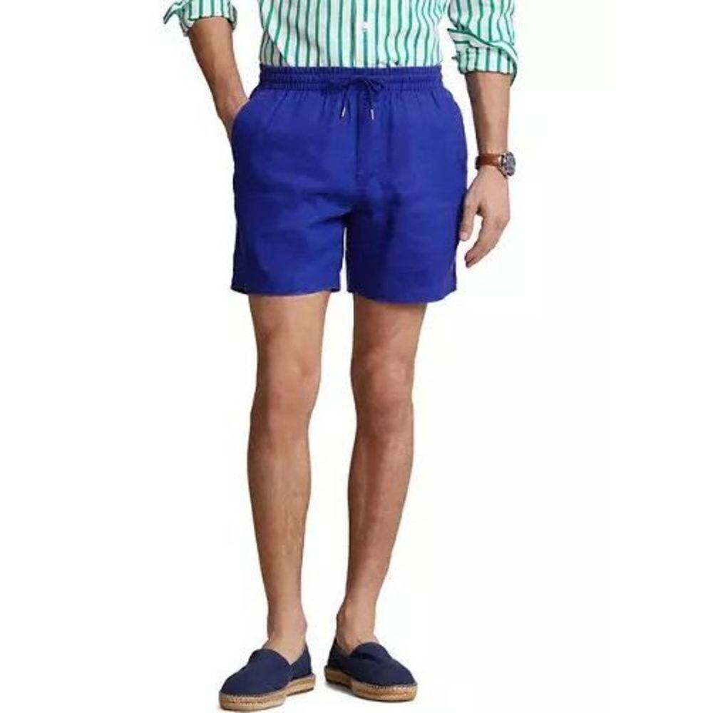 NWT Polo Ralph Lauren 100% Linen Shorts Pull On Blue Size XL TALL $125.00